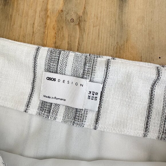 ASOS Design Maxi Skirt Lightweight Cotton Polyester Blend 10 White Gray Stripes - Picture 7 of 10